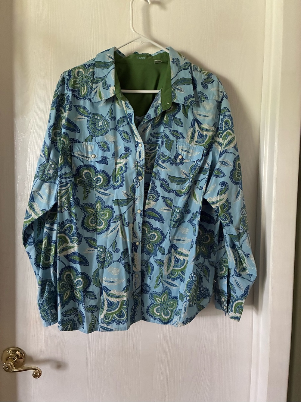 Izod Light Blue & Green Floral Utility Jacket